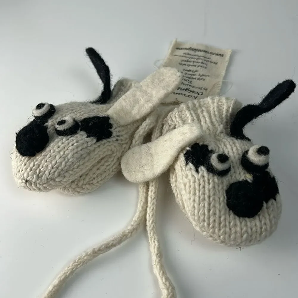 NWT NIRVANNA DESIGNS PUPPY2 Hand Made in Nepal Wool gloves mittens small age 1-3